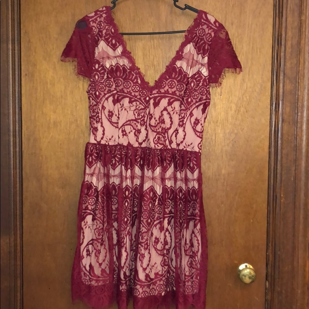 Red lace dress